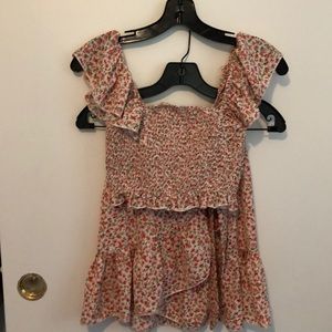 two piece floral - top with skirt-